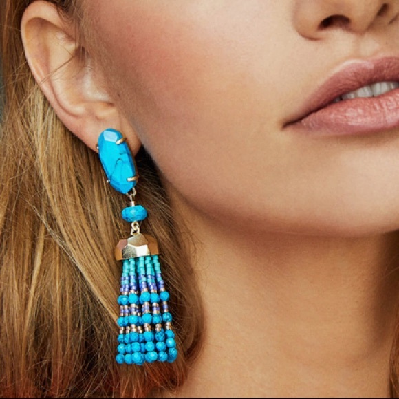 Kendra Scott Dove Statement Earrings Aqua Howlite - Picture 2 of 4